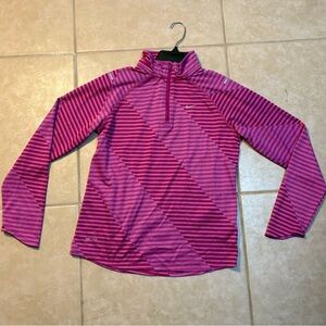 Kids Girls Nike Pink Striped Quarter Zip Running Top